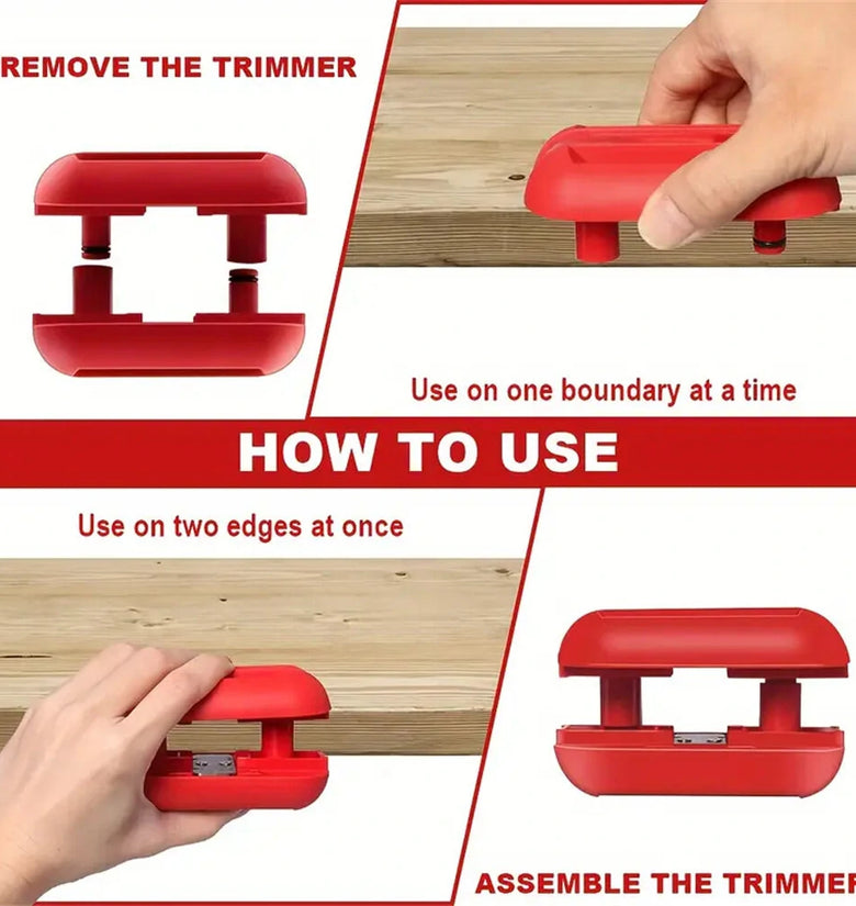 Edge Banding Trimmer Tool Set with 30-Degree Tungsten Carbide Blades Pneumatic Air Spring 4-Cut Direction Plastic Manual Operation for Woodworking and Carpentry