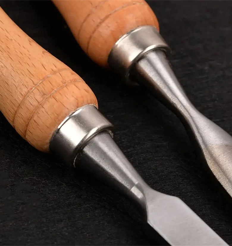 7PCS Premium Wood Turning Carving Chisels Set DIY Woodworking Sculpting Tools Includes Flat Curved Skew Chisels and Wooden Hammer