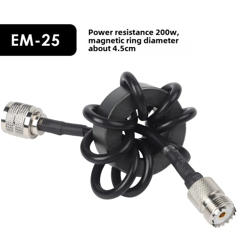 Shortwave Choke Coil Magnetic Ring EM-25 EM-43 HF Radio Accessory 200W 1000W Noise Suppression Electromagnetic Interference Reduction