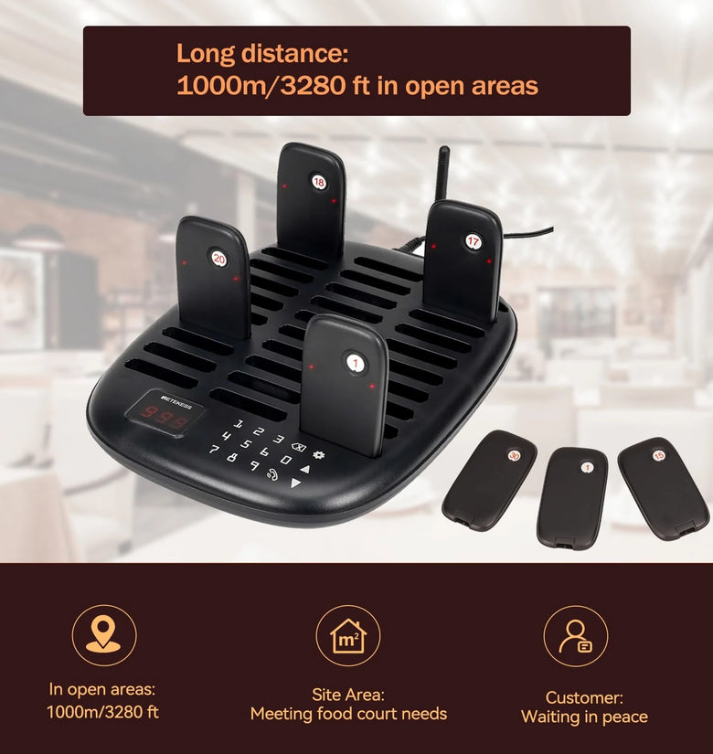 10/16/30PCS Retekess TD175 TD175S TD175P Restaurant Pager System 1000m Range 30 Pagers Set Vibration Flashing Beep Wireless Paging System