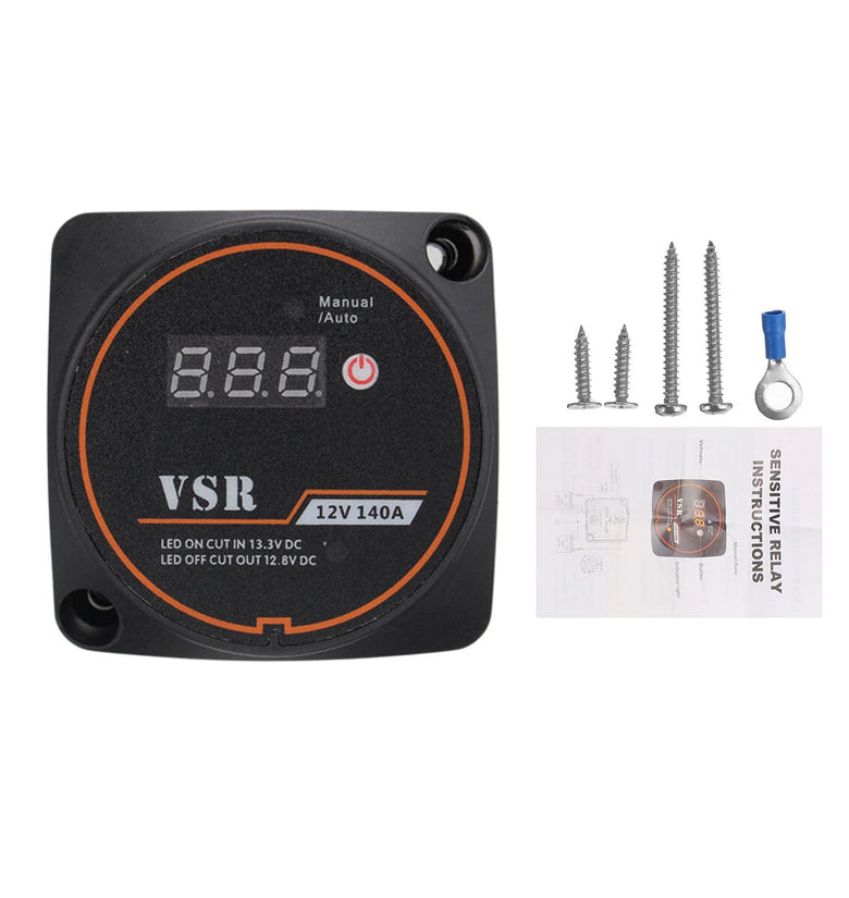12V 140A Automotive Dual Battery Digital Display Isolator Relay Protection Voltage Split Charge Relay