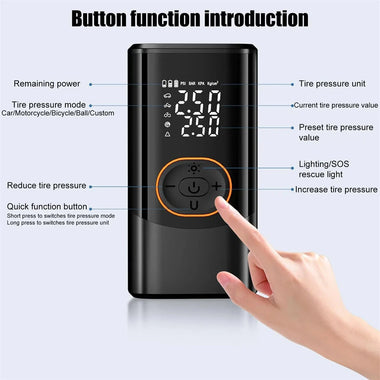 Portable Wireless Electric Car Air Pump LED Display Inflator for Balls Motorcycle Car Bike