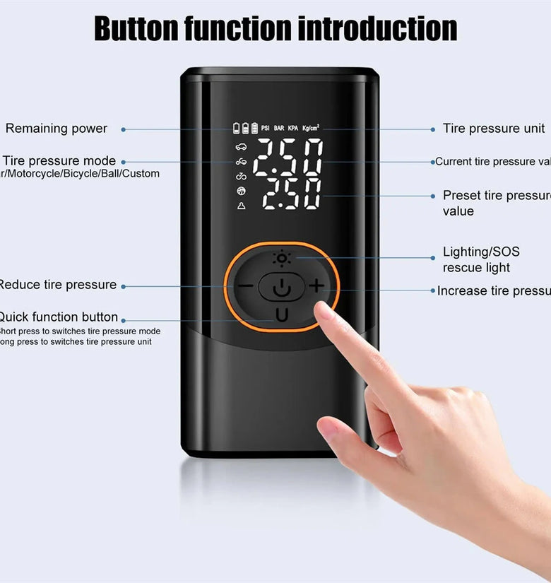 Portable Wireless Electric Car Air Pump LED Display Inflator for Balls Motorcycle Car Bike