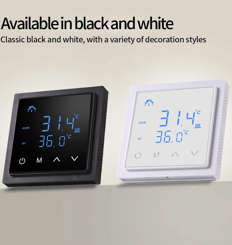 MH1828A AC85-265V 16A Floor Heating Temperature Controller Wall-Mounted Smart Thermostat with LED Touch Screen Wiring Electric Heating Control for Home Tile/Wooden/Marble Floor