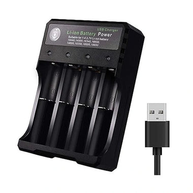 USB Intelligent Universal Rechargeable Battery Charger 18650 Flashlight Charger 4 Slots Fast Charge for 3.7V Li-ion TR IMR 10440 14500 16650 14650 18350 18500 16340(RCR123) Batteries