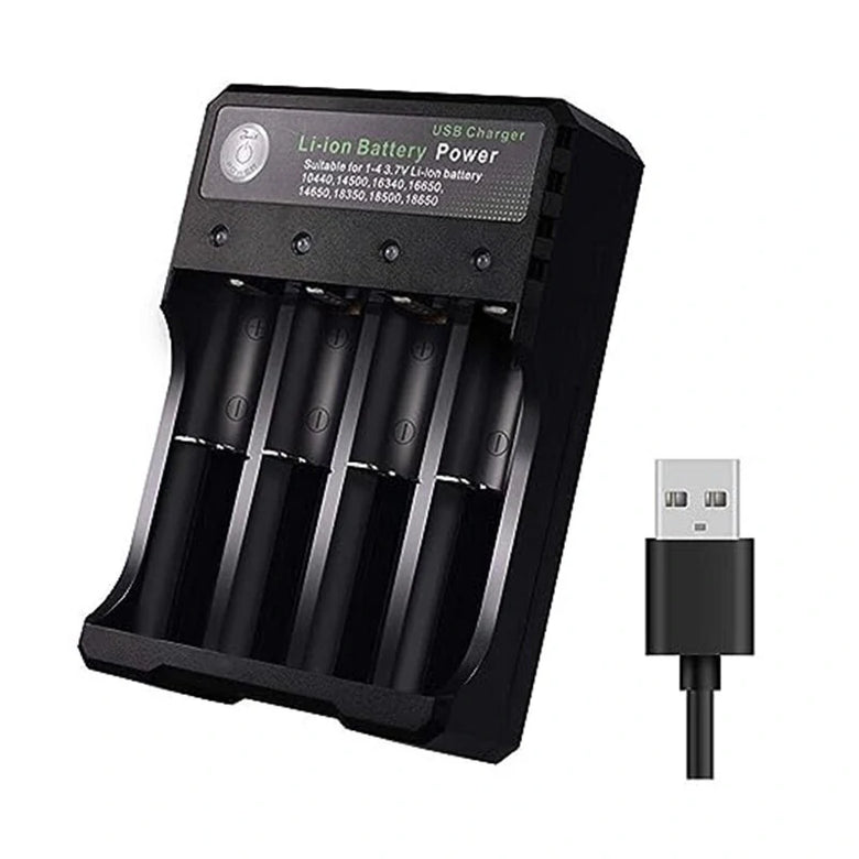USB Intelligent Universal Rechargeable Battery Charger 18650 Flashlight Charger 4 Slots Fast Charge for 3.7V Li-ion TR IMR 10440 14500 16650 14650 18350 18500 16340(RCR123) Batteries