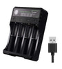 USB Intelligent Universal Rechargeable Battery Charger 18650 Flashlight Charger 4 Slots Fast Charge for 3.7V Li-ion TR IMR 10440 14500 16650 14650 18350 18500 16340(RCR123) Batteries