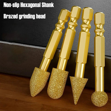 Heavy Duty Rotary Chisels Hexagonal Handle 6pcs Set Compatible with Electric Drills for Metal Stone Ceramic Woodworking Grinding Polishing Carving Precision Cutting Tools High Performance Tips