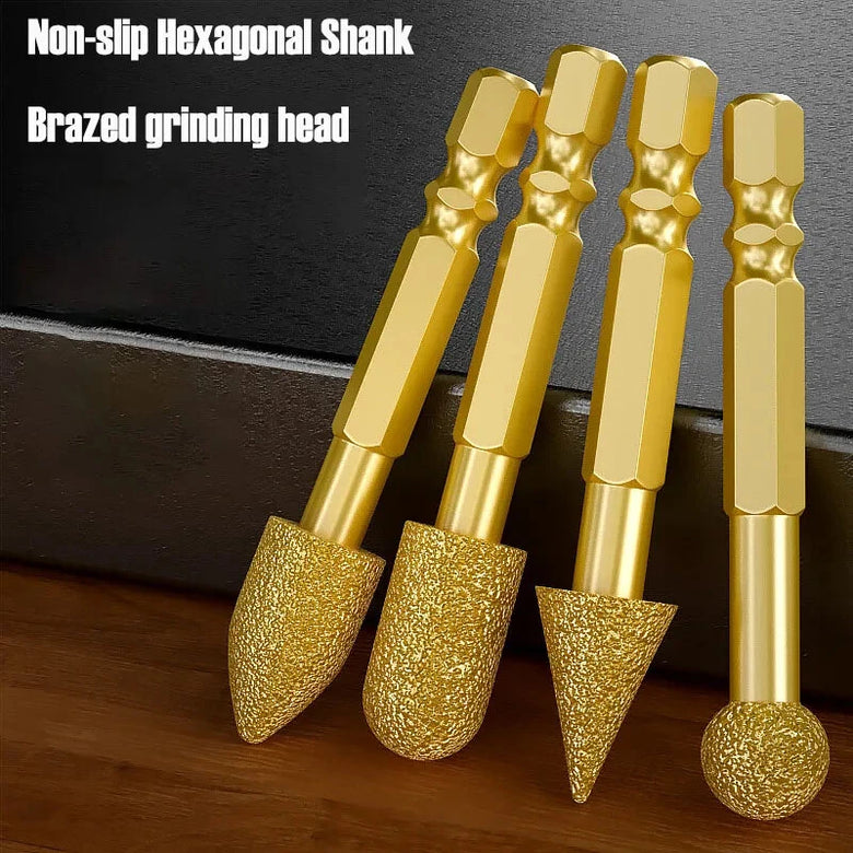 Heavy Duty Rotary Chisels Hexagonal Handle 6pcs Set Compatible with Electric Drills for Metal Stone Ceramic Woodworking Grinding Polishing Carving Precision Cutting Tools High Performance Tips