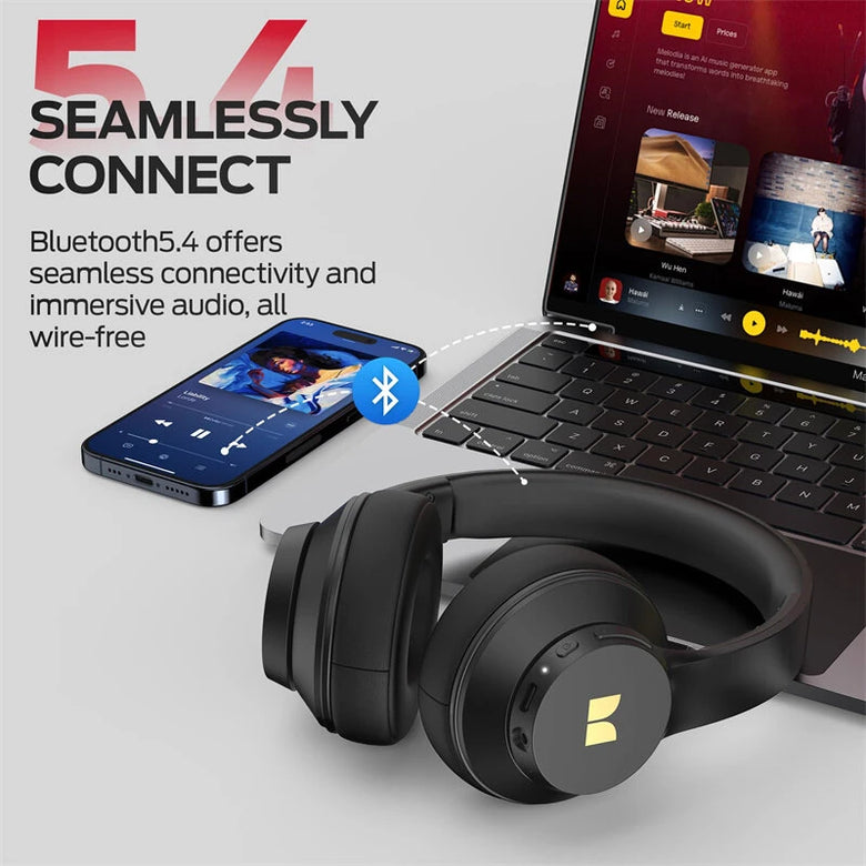 MONSTER Mission100 Gaming Headset Wireless bluetooth 5.4 Headphone 40mm Driver Unit AI Noise Cancelling 40H Playback Foldable 3.5MM AUX Over-ear Headphones