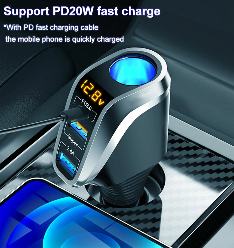 OZIO 66W+PD 20W Car QC Fast Charging Socket 12V-24V Car Charger For All Car Models