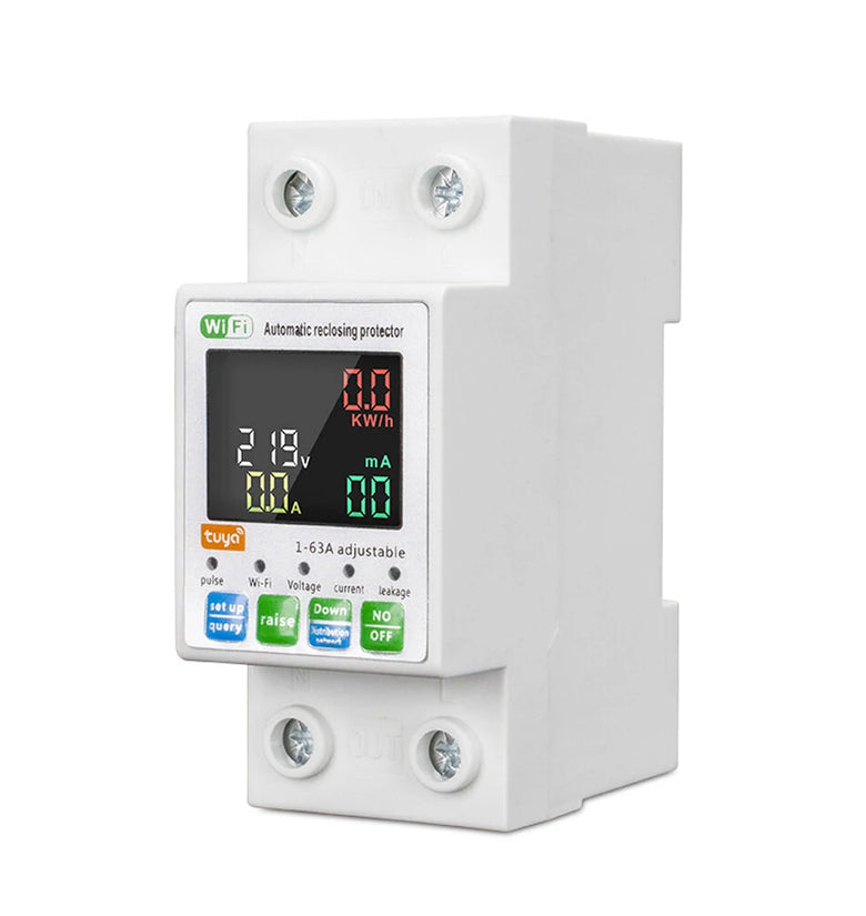 Tuya WiFi Intelligent Circuit Breaker with LCD Display App Control, Four Timing Modes Comprehensive Protection System Durable Flame-Retardant Construction - Home Automation Energy Monitor Smart Device