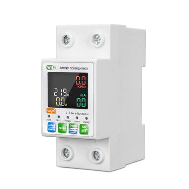 Tuya WiFi Intelligent Circuit Breaker with LCD Display App Control, Four Timing Modes Comprehensive Protection System Durable Flame-Retardant Construction - Home Automation Energy Monitor Smart Device