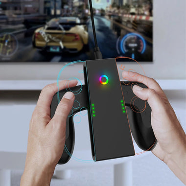 JYS JYS-NS2287 Switch2 Joy-Con Magnetic Charging Grip Type-C Fast Charging Dock for Dual Gamepad RGB Light Indicator Portable Gaming Accessory