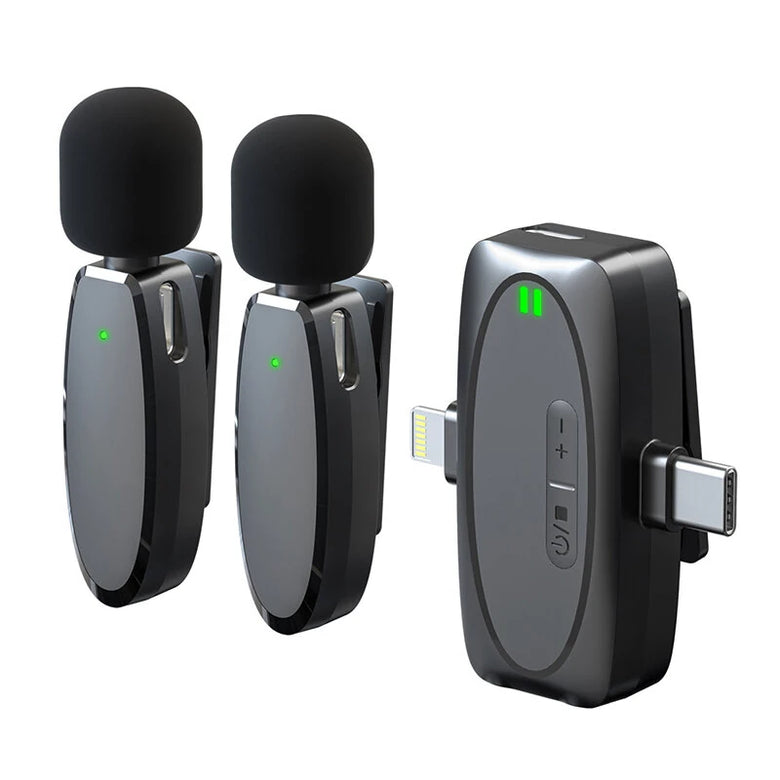 VIMAI AP006 Wireless Lavalier Microphone Smart Noise Cancelling Mic 50m Range 6H Battery Life USB-C/iP Interface Compatible for iPhone Android Camera Live Streaming Recording