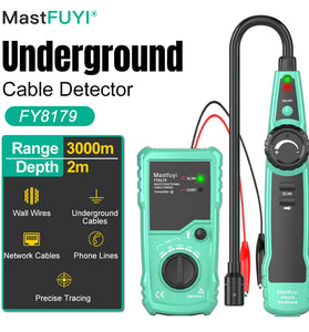 Fuyi FY8179 Underground Wire Cable Locator Analog Signal Adjustable Sensitivity 3000M Range 2M Depth Continuity Testing 9V Battery Powered Lightweight Tool