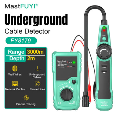 Fuyi FY8179 Underground Wire Cable Locator Analog Signal Adjustable Sensitivity 3000M Range 2M Depth Continuity Testing 9V Battery Powered Lightweight Tool