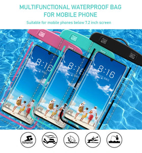 SZ-1 Universal 30M Waterproof Armband Phone Case Sealed Dry Bags Transparent Swimming Cell Phone Pouch Cover for 7.2inch Mobile Phone