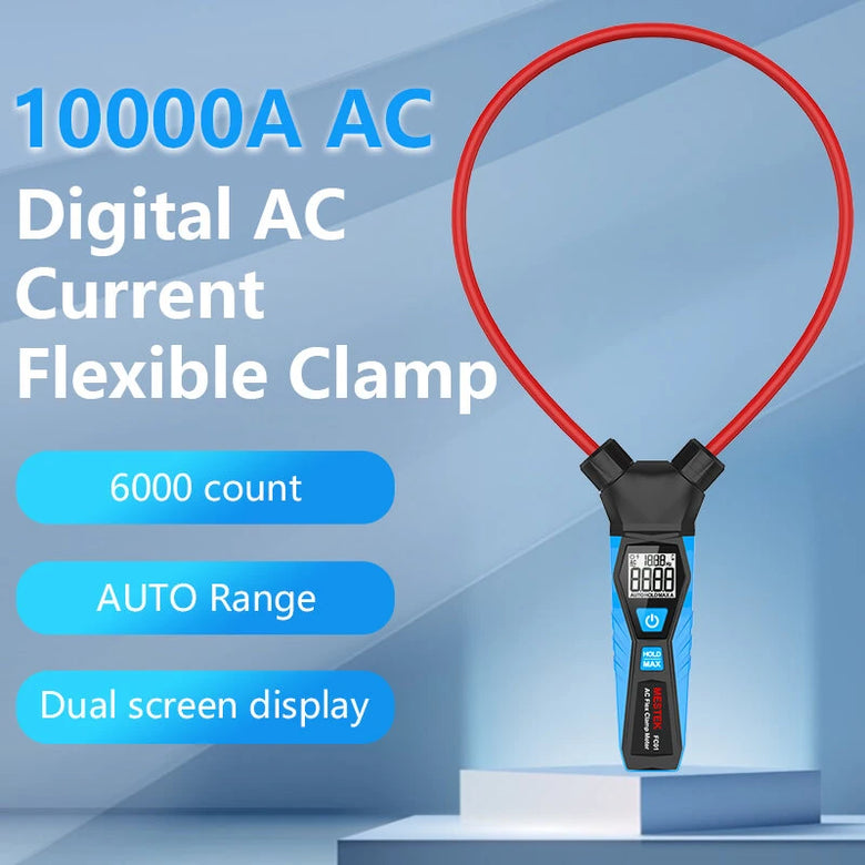 MESTEK FC01 Digital AC Current Flexible Clamp Meter 9999A Auto Range LCD Frequency MAX Value Lock