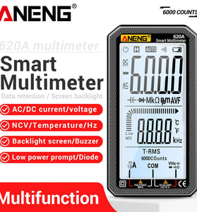 ANENG 620A Smart Multimeter 6000 Counts AC/DC Voltage Current Resistance Capacitance Frequency Temperature Non-Contact Voltage Detection Backlit LCD Screen Auto Power Off