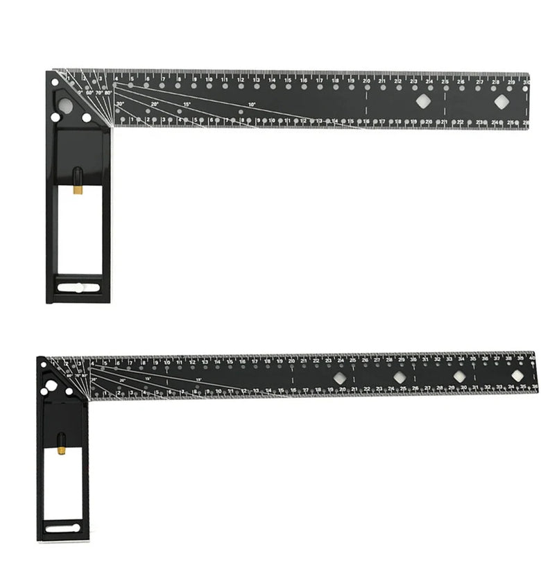 Multifunctional Right Angle Ruler High Carbon Steel 1.5mm Thickness Aluminum Handle 300mm/400mm for Woodworking and Construction