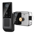 Tuya Outdoors Waterproof Smart Door Lock with Fingerprint/Key/Password/IC Card/Tuya APP Unlock Digital Key-pad Electronic Biologic Security Lock for Home Security