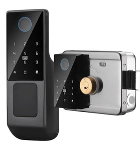 Tuya Outdoors Waterproof Smart Door Lock with Fingerprint/Key/Password/IC Card/Tuya APP Unlock Digital Key-pad Electronic Biologic Security Lock for Home Security