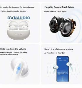 OPPO Enco Free4 TWS bluetooth 5.4 Earbuds ANC Earphone Dual Coaxial Drivers Dual DAC LHDC5.0 Hi-Res Audio -55dB Depth Noise Cancelling 3-Mic AI Call Noise Reduction 45H Playback AI Smart Translation Sports Headphones