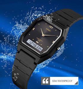 SKMEI Fashion Men Digital Watches Outdoor Multifunctional Watch Sports Waterproof Dual Display 3 Time Electronic Watch
