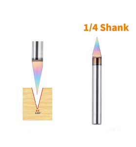 1/4 Inch Shank V Shape Tungsten Steel CNC Router Bit 15.9mm Cutting Depth HRC93 Hardness Engraving Woodworking Tool