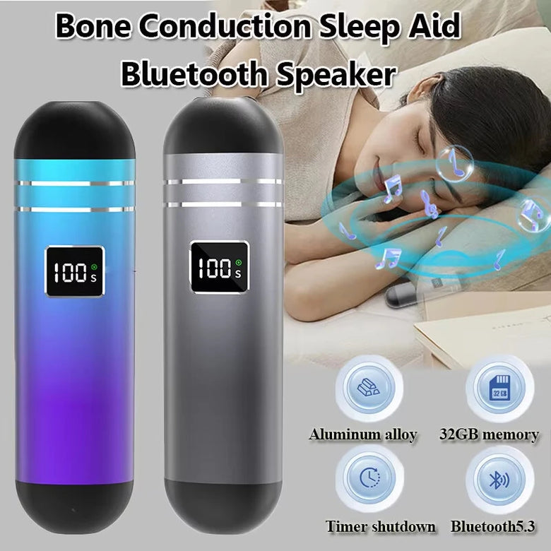 QY09 Under Pillow Sleep Aid bluetooth Speaker Mini Bone Conduction Soundbar LED Display Built-in 32GB TF Card 15H Playback Support Timed Shutdown 38g Lightweight Wireless Speakers