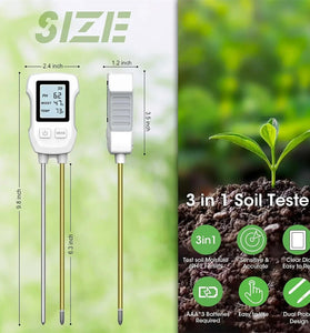SGS07 3 in 1 Digital LCD Soil Meter Soil PH/Moisture/Temperature Tester with Backlight for House Plants Garden Lawn Farm