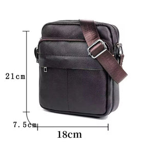 BULLCAPTAIN Genuine Leather Mens Crossbody Bag Compact Messenger Bag Portable Zipper Design Business Casual Fashion Shoulder Bag for Travel Work