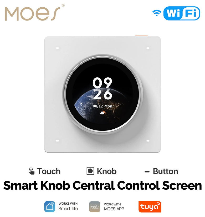 MOES Tuya WiFi Smart Knob Central Control Screen Touch Rotate 3 Relays 4 Buttons Programmable Scene Switch