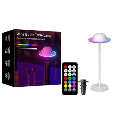 Elfeland Saturn Planet Style RGB Ambient Table Lamp Remote Control Music Sync USB Rechargeable Wine Bottle Decorative Mood Lighting for Home Gaming Room