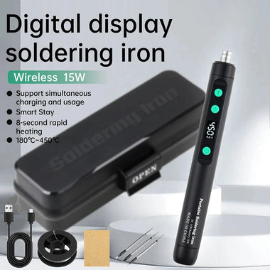 USB Soldering Iron Kit Type-C Rechargeable Compact 15W 200-450 Rapid Heating Adjustable Temperature Welding Tool Electronic Repair