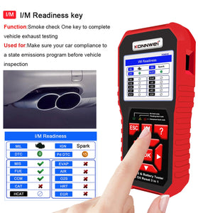 KONNWEI KW890 3in1 OBD2 12V Automotive Fault Diagnosis Scanner Instrument Battery Tester Oil Sevice Light Reset for Lead Acid Car SUV Light Truck