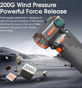 130,000RPM Brushless Motor Turbo Fan Aluminum Alloy Blades 200G Wind Pressure Rechargeable Lithium Battery Portable Air Blower