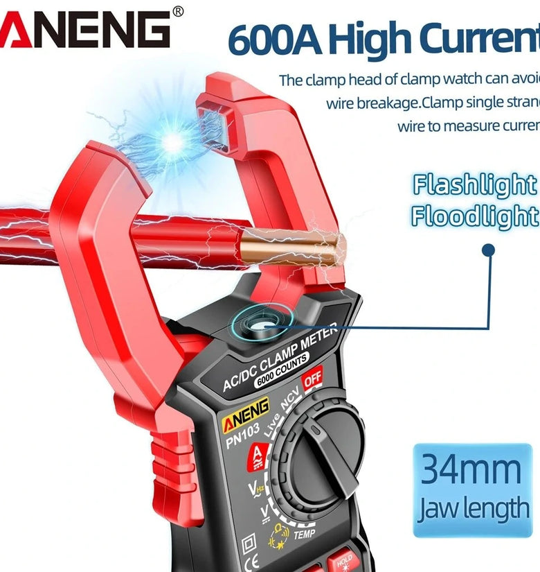 ANENG PN103 Digital Clamp Meter AC/DC Current Professional Multimeter 6000 Counts True RMS Tester Meters Voltmeter Auto Range