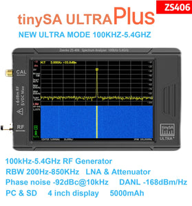 TinySA ULTRA Plus ZS406 Handheld Spectrum Analyzer 900MHz-5.4GHz 20dB LNA Module 3.98 inch IPS-TFT LCD 5000mAh Battery Portable Analyzer