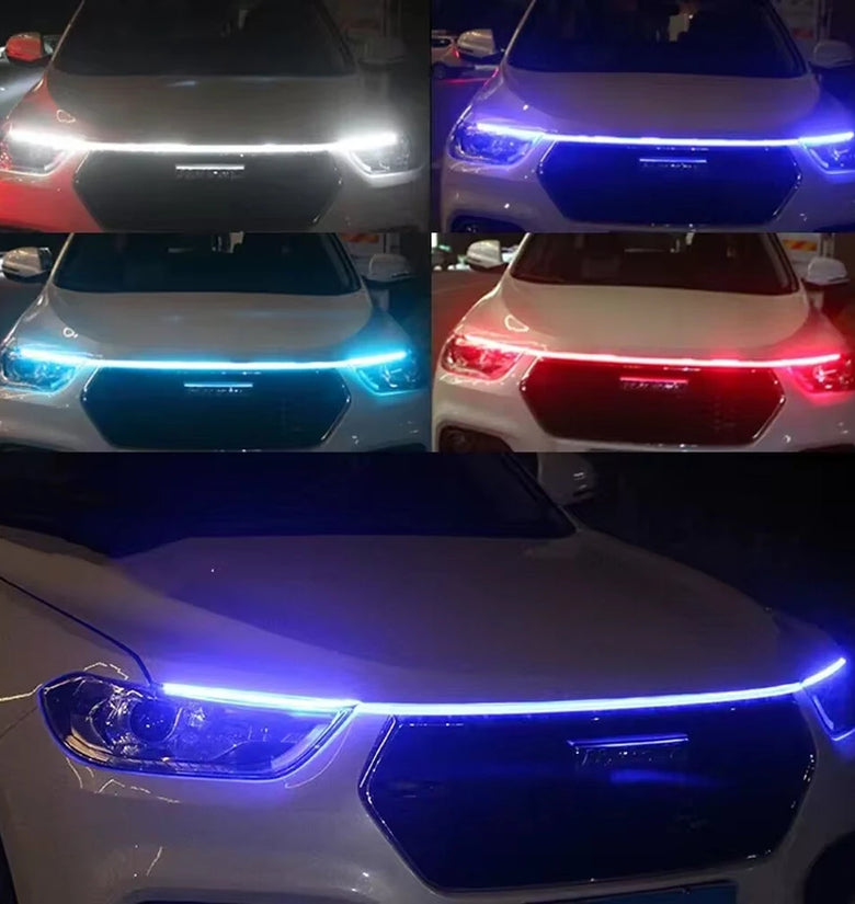 1.8m Daytime Running Lights LED Decorative Strip Car Hood Decorative Light Strip for Grill Hood Guiding Light Atmosphere Flowing Light
