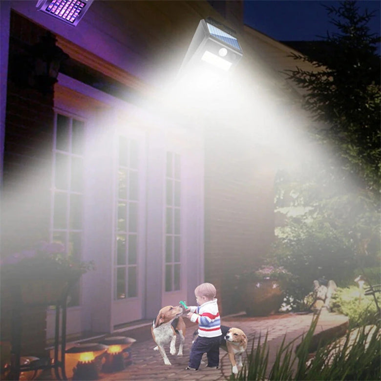 2-in-1 Solar Mosquito And Motion Sensor LED Light Outdoor Induction Wall Lamp Electric Insect Fly For Backyard Patio Camping