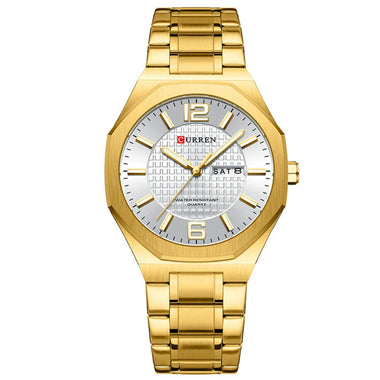 CURREN Men's Stainless Steel Quartz Watch Waterproof Calendar Business Casual Wristwatch Fashion Design with Watch Box