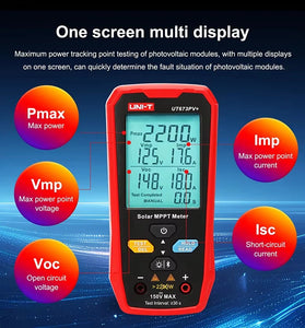 UNI-T UT673PV+ 5-1800W Solar MPPT Meter PV Module Maximum Power Meter Bluetooth Photovoltaic Panel Tester Vmp Imp Voc Isc Test