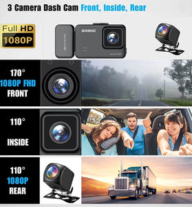 3 Channel WiFi Car Dash Cam HD Video Recording with Night Vision High-Definition Screen Car DVR Night Vision 1920*1080P