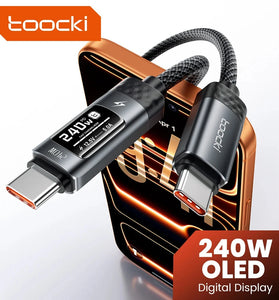 Toocki TX111C4 PD240W Type-C to Type-C Cable with Smart OLED Display PD3.1 SFC2.0 Fast Charging Data Transmission Tinned Copper Core Line 1M Long for iPhone 17 17 Pro 16 Pro Max 15 for Xiaomi 17pro for Huawei Mate XTs for OPPO for VIVO