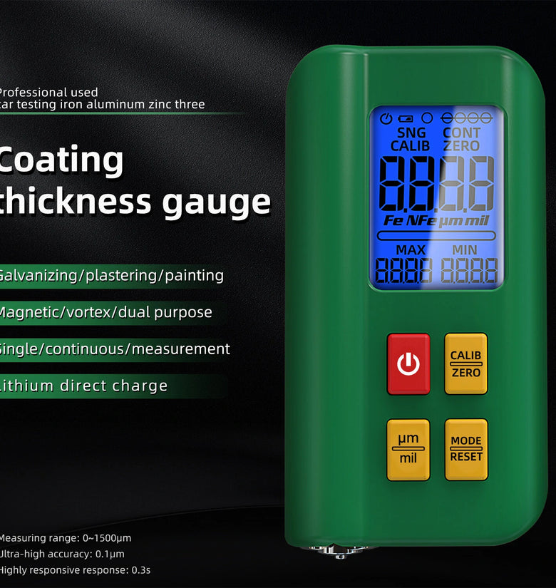 BSIDE Coating Thickness Gauge Rechargeable Car Paint Film Thickness Tester Tool 0.1micron/0-1500m Fe/NFe MAX/MIN Measuring
