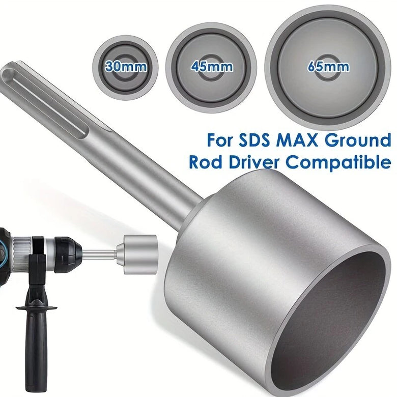 Ground Rod Driver SDS-MAX 30/45/65mm Steel Drill Bit Sleeve Heavy Duty Rotary Hammer Wide Compatibility Anti-corrosion Impact Resistant