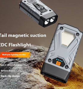 Bikight SD12 Dual Light LED Keychain Flashlight With COB Sidelight Multifunctional Clip Headlamp Magnetic Maintenance Light Outdoor Camping Tent Light USB Rechargeable LED Work Lamp