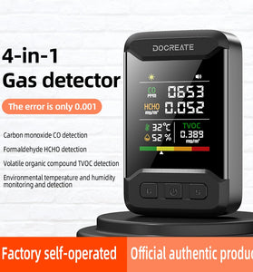 4IN1 CM51 Indoor Carbon Monoxide Formaldehyde HCHO TVOC Air Quality Monitor Portable Multi Function Temperature Humidity Measurement Real Time Alarm Adjustable Brightness Compact Design Home Office Air Safety System